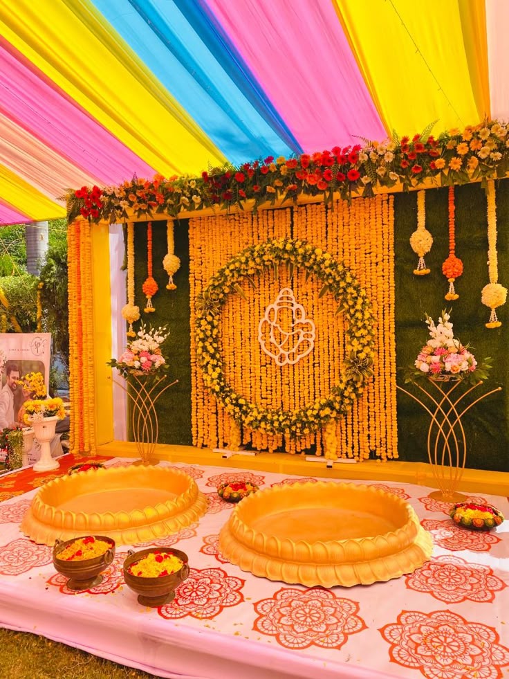 Marigold Haldi Stage Haldi Decor